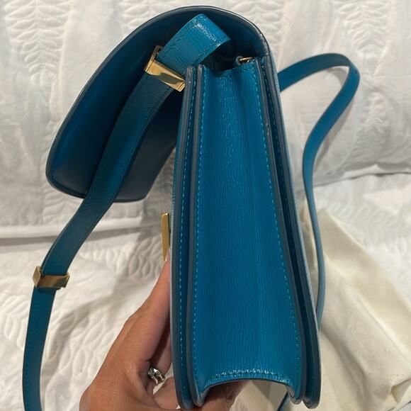 CELINE Liege Calfskin Medium Classic Box Flap Bag Turquoise - Picture 9 of 9